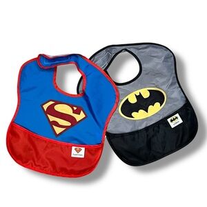 Bumkins DC Comics SuperBib 2-Pk Superman & Batman Super Bibs Baby Toddler Bib